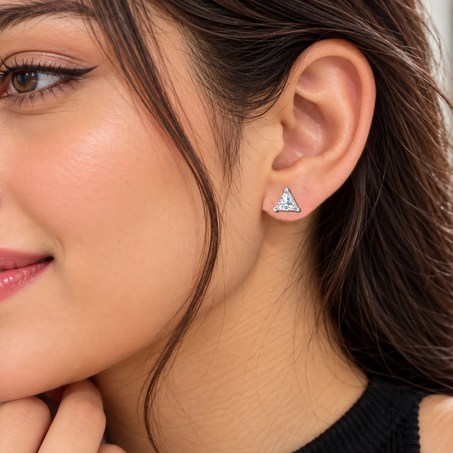 Triangle Crystal Drop Silver Earrings - Made With Pure 925 Silver