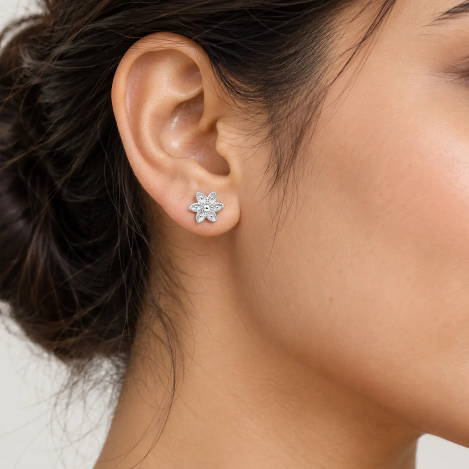 Floral Filigree Silver Stud Earrings - Made With Pure 925 Silver