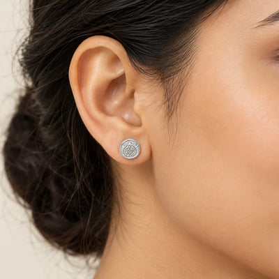 Intricate Oval Filigree Silver Stud Earrings - Made With Pure 925 Silver