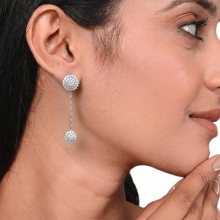 Elegant CZ Chain Drop Earrings - Made With Pure 925 Silver