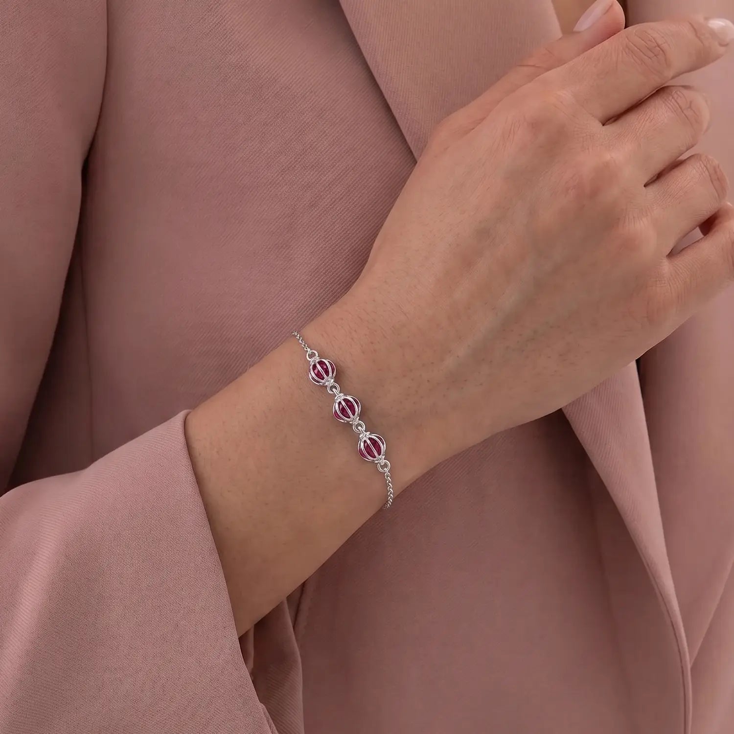 Ruby Bead Bracelet – Elegant & Minimal - Made With Pure 925 Silver