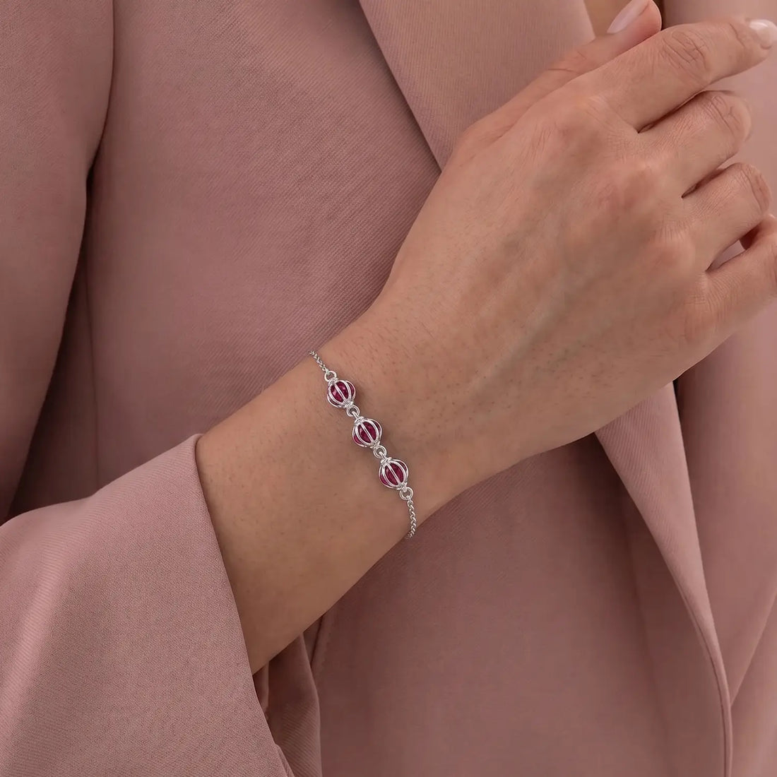 Ruby Bead Bracelet – Elegant & Minimal - Made With Pure 925 Silver