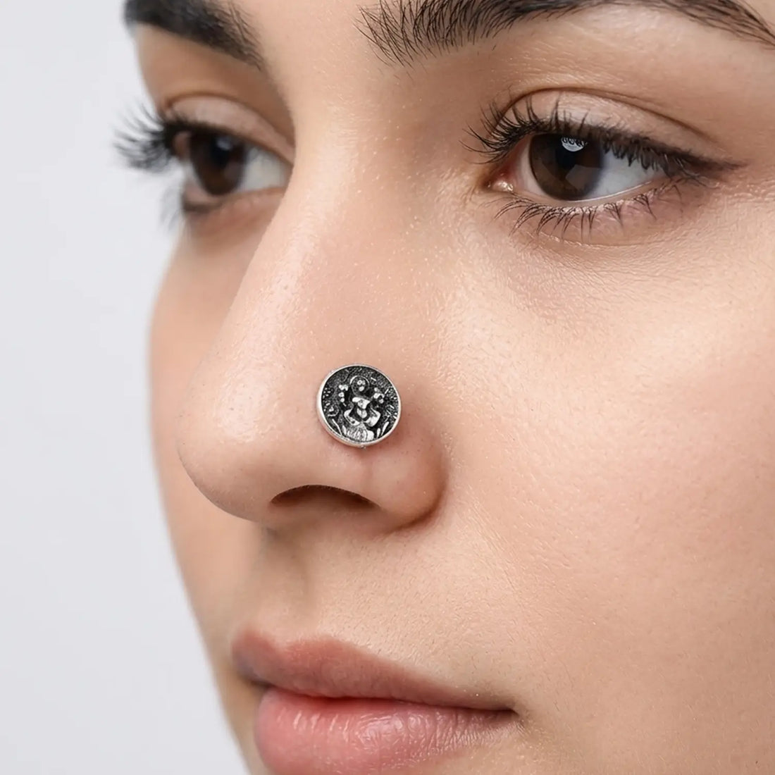 Antique Silver Floral Nose Pin- Made With Pure 925 Silver