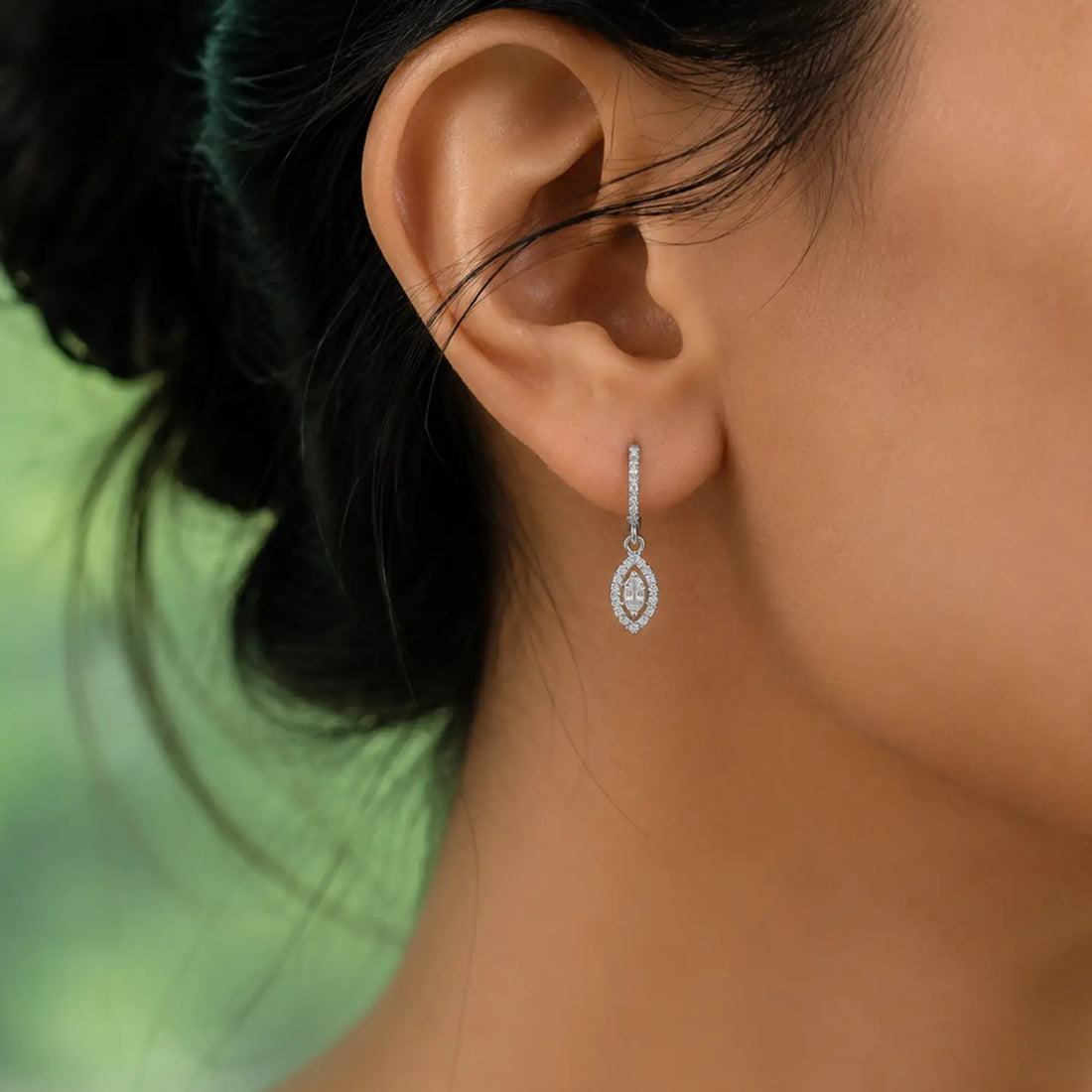Elegant Marquise Halo Drop Earrings - Made With Pure 925 Silver