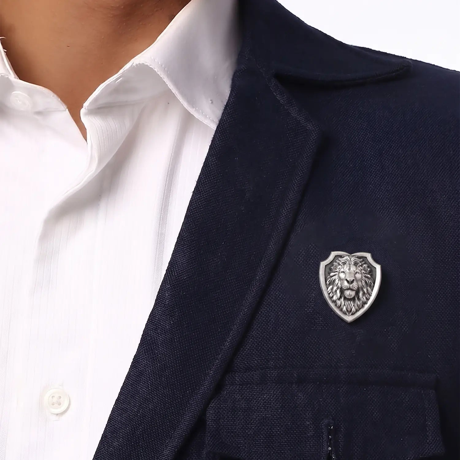 Lion Shield Designer Brooch - Made With Pure 925 Silver