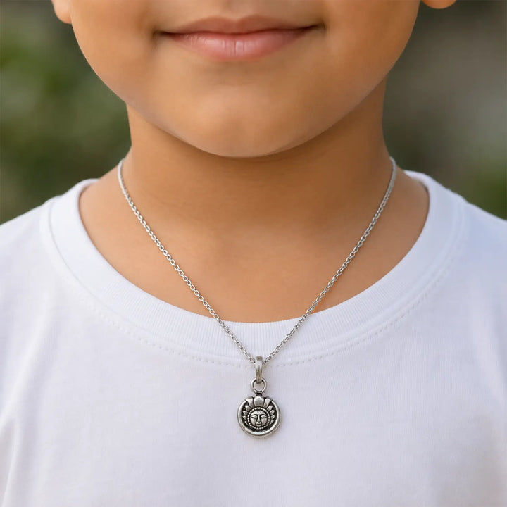 Antique Silver Sun Face kids Pendant- Made With Pure 925 Silver