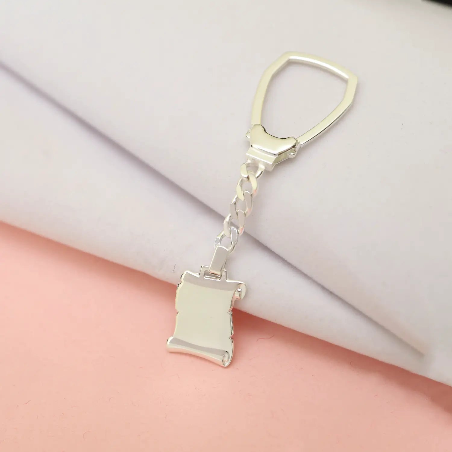 Pure Silver High Polished Scroll Key Chain - Made With Pure 925 Silver
