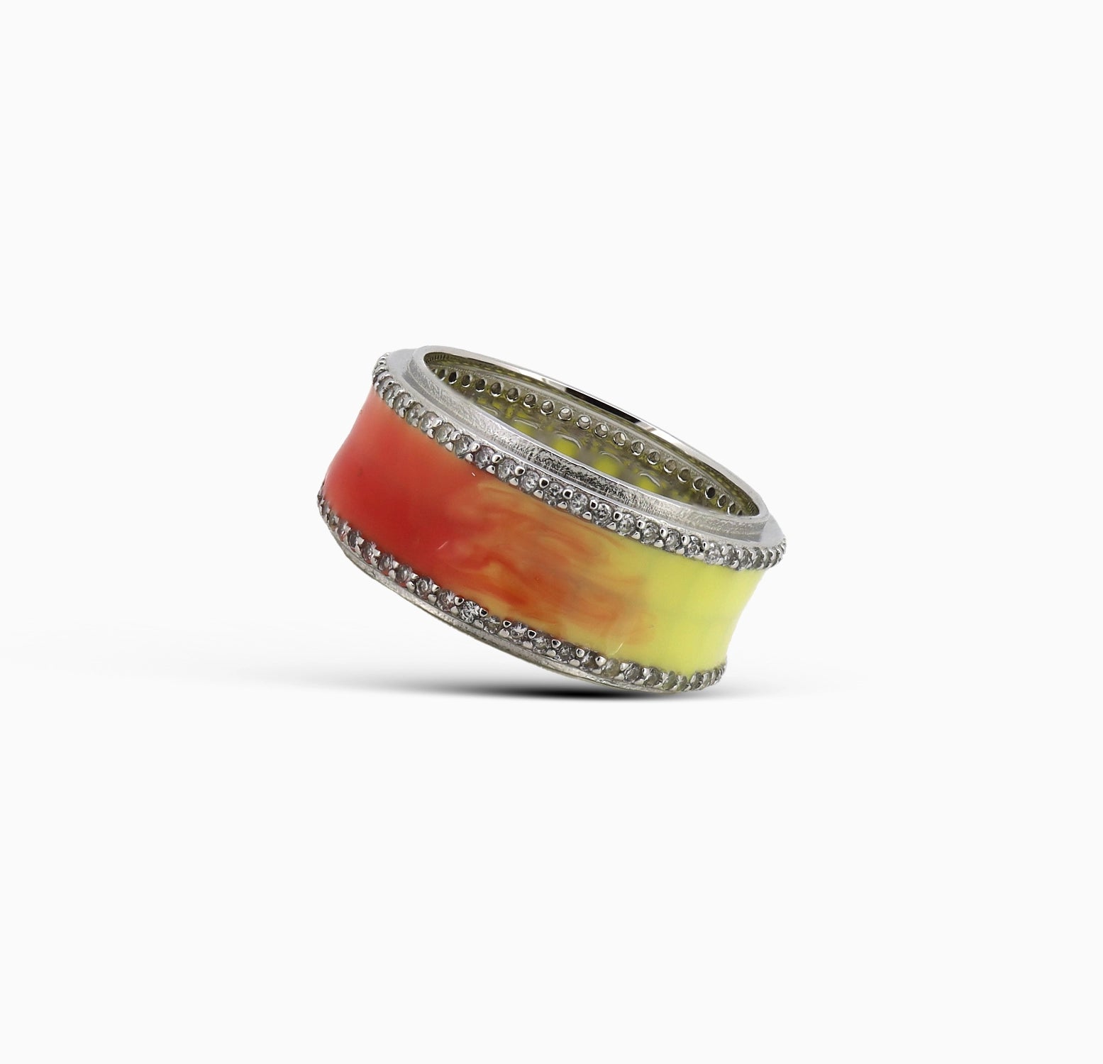 Sunset Aura Pure Silver Band Ring - Made With Pure 925 Silver