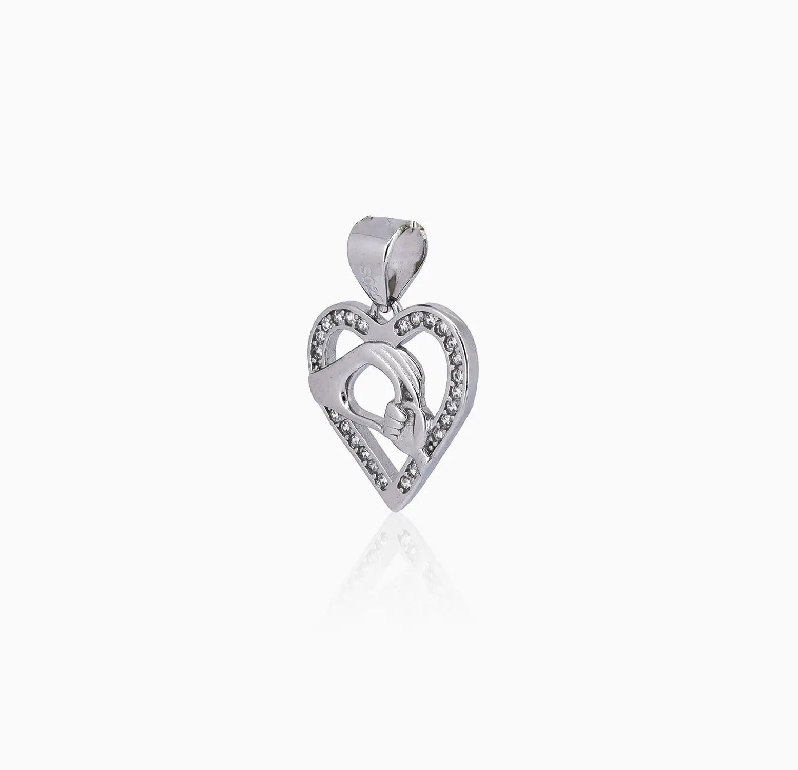 Mother Baby Hand Holding Love Heart Pendent & Earrings Set - Made With Pure 925 Silver