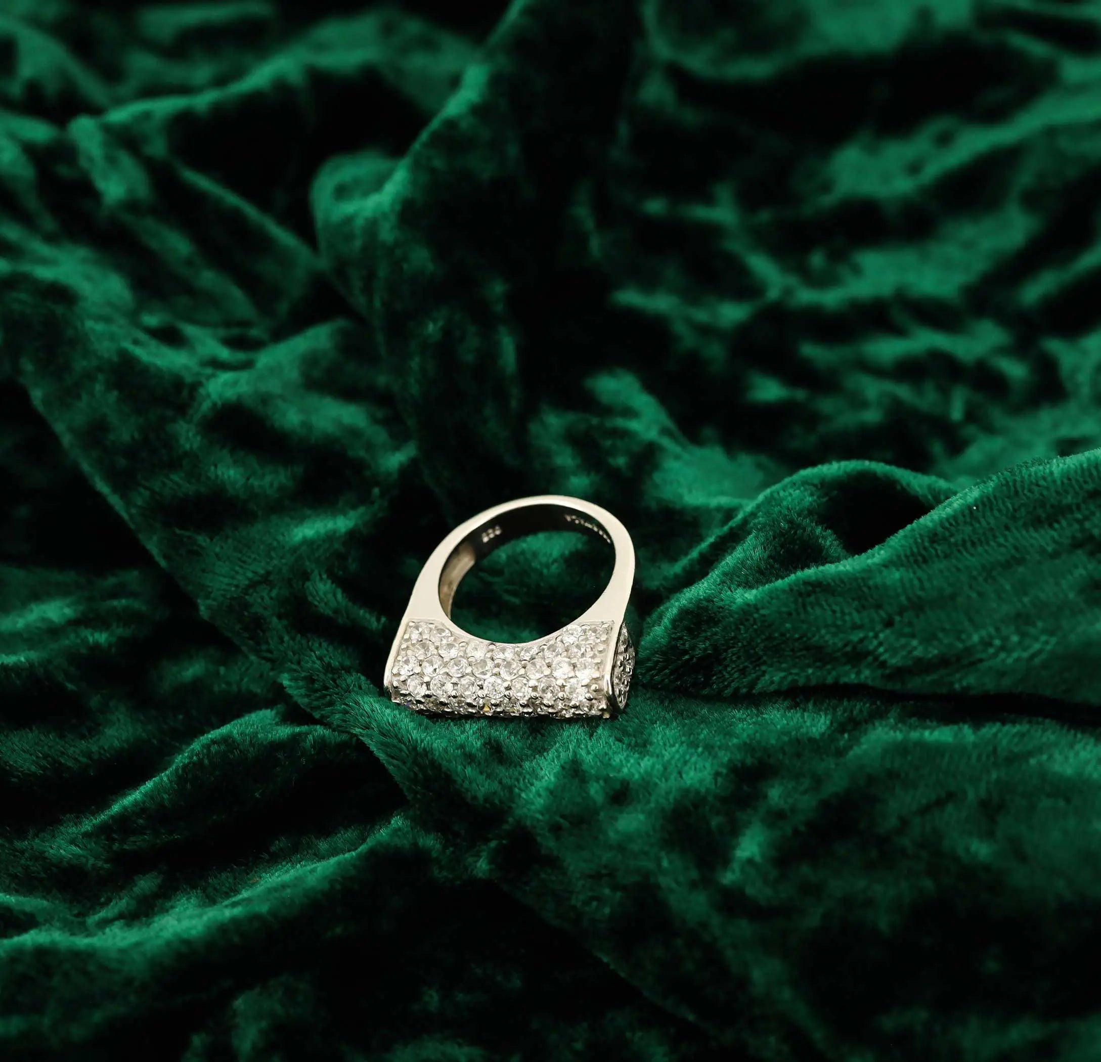 Pure Silver Ad Ring with Black Stone - Made With Pure 925 Silver