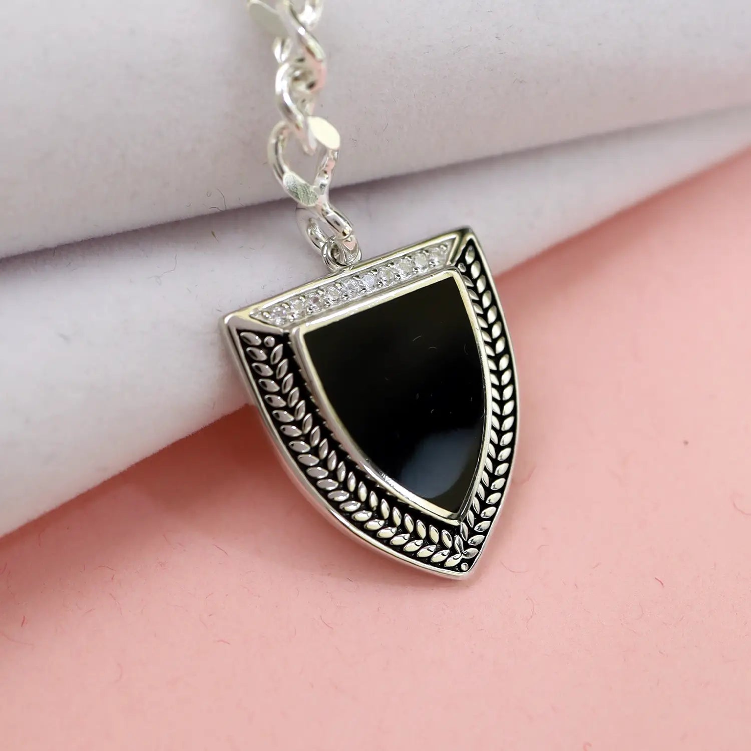 Majestic Black Shield Silver Keychain - Made With Pure 925 Silver
