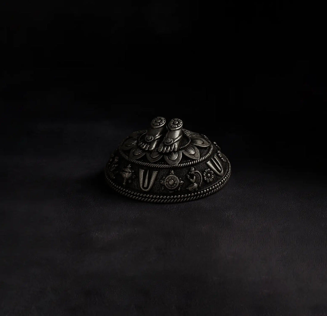 Pure Silver Charan Paduka Idol – Antique Finish- Made With Pure 925 Silver
