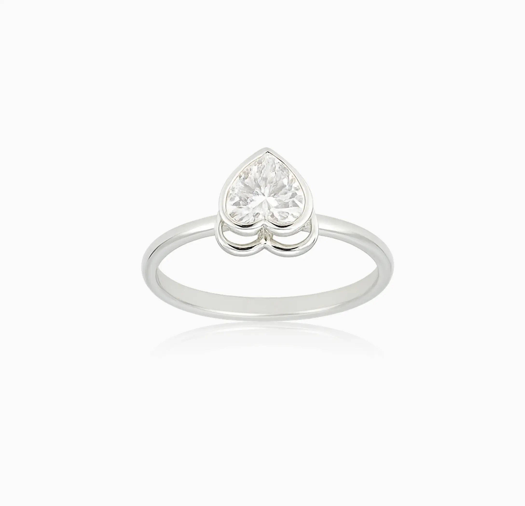 Pure Silver Heart Solitaire Ring - Made With Pure 925 Silver