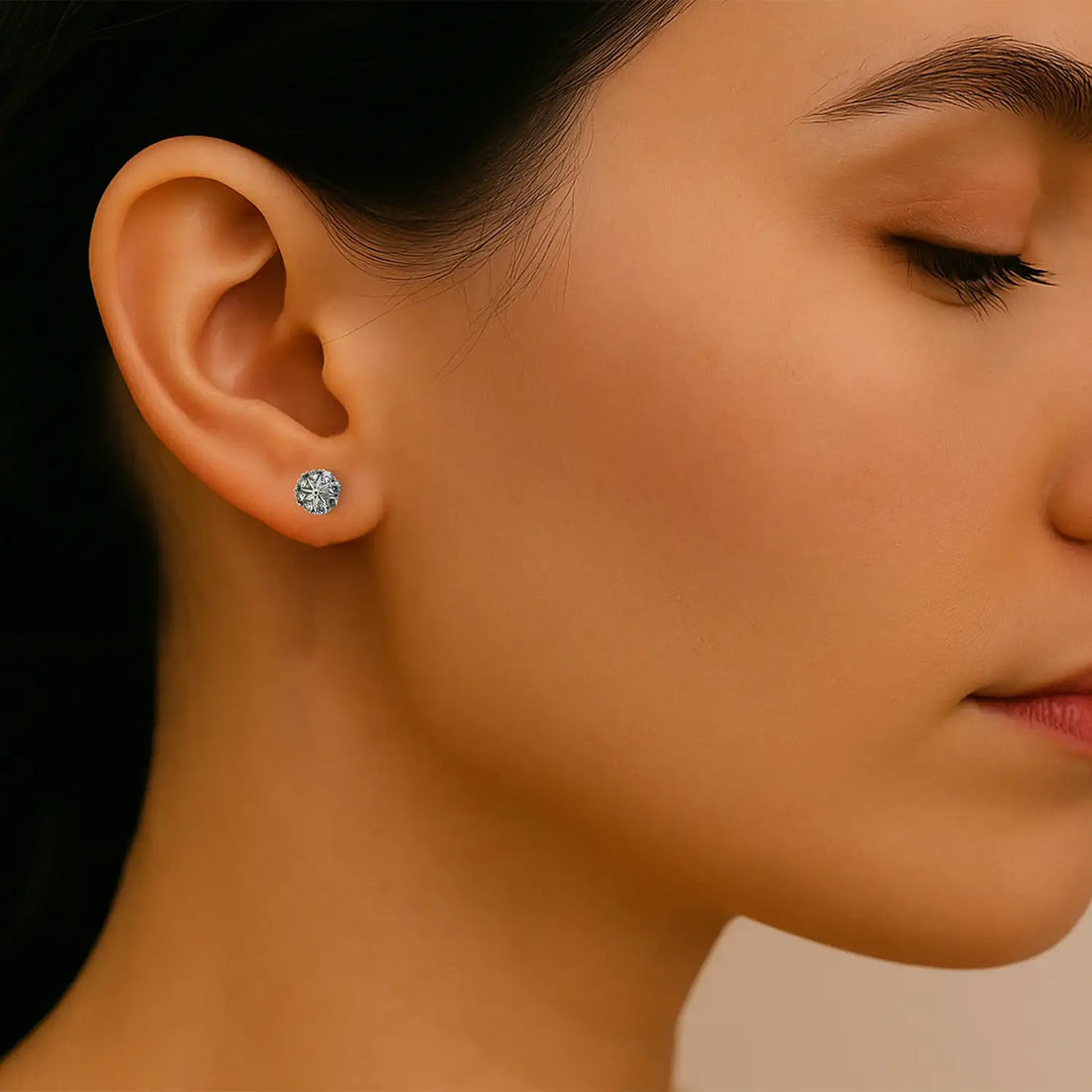 Vintage Floral Silver Stud Earrings- Made With Pure 925 Silver