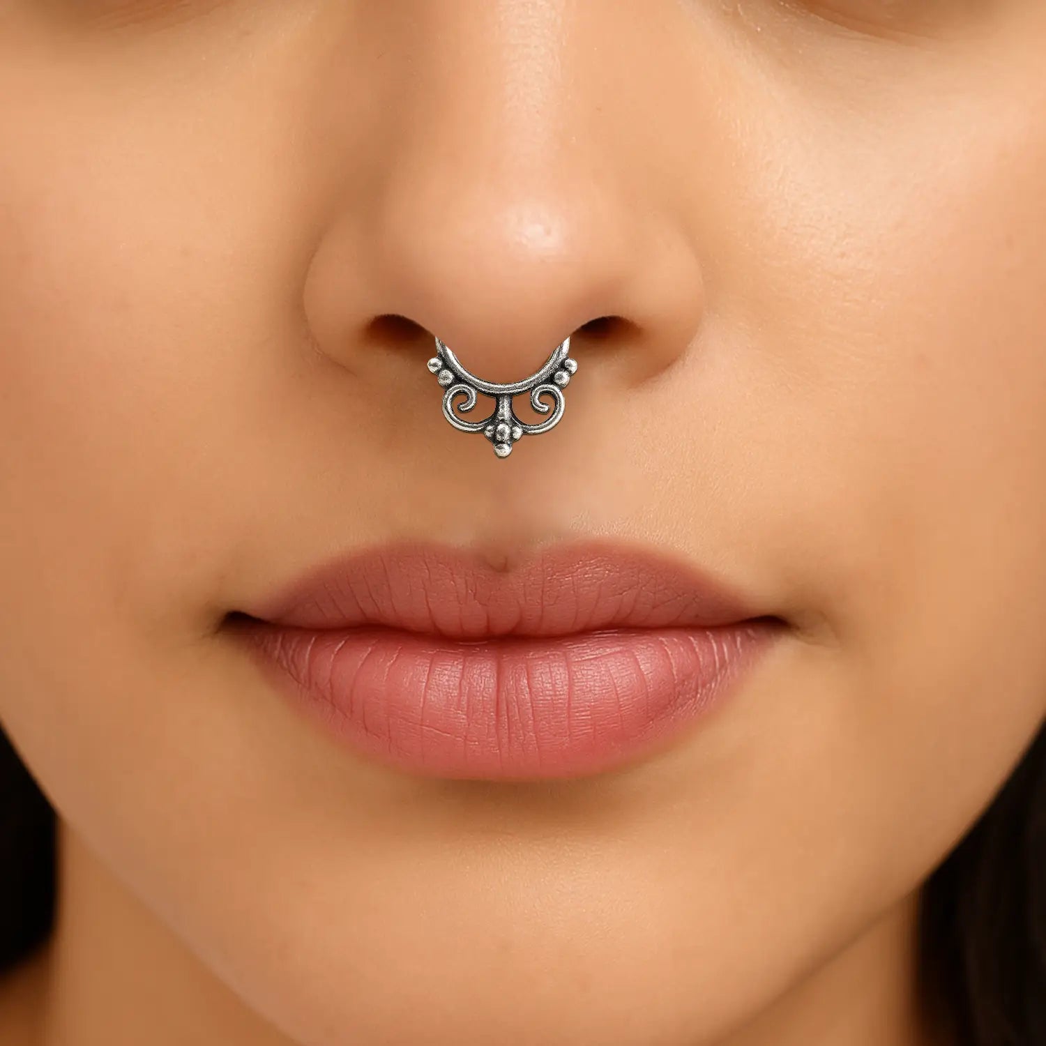 Swirl Charm Oxidized Silver Nose Pin- Made With Pure 925 Silver