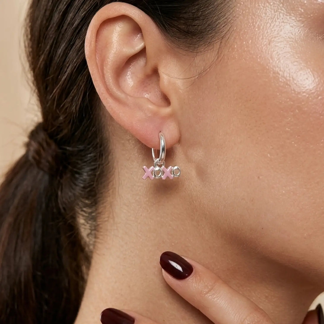 XOXO Charm Silver Hoop Earrings - Made With Pure 925 Silver