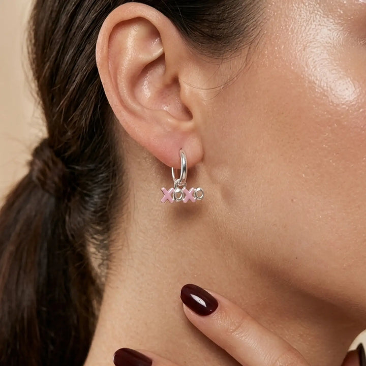 XOXO Charm Silver Hoop Earrings - Made With Pure 925 Silver