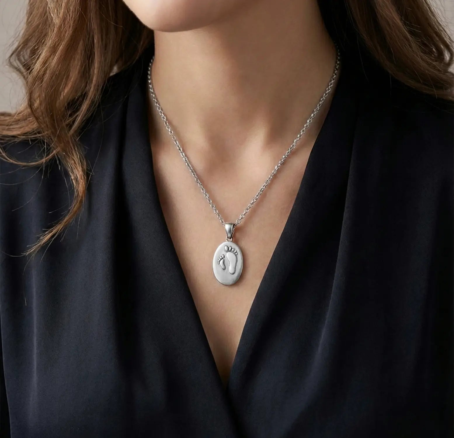 Pure Silver Baby Footprint Pendant- Made With Pure 925 Silver