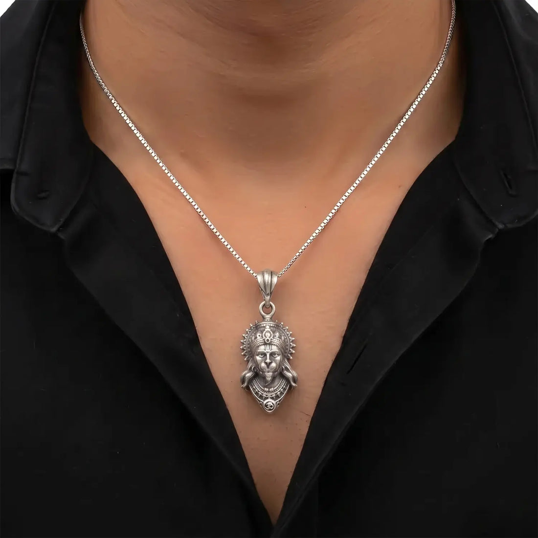 Lord Hanuman Divine Face Pendant - Made With Pure 925 Silver