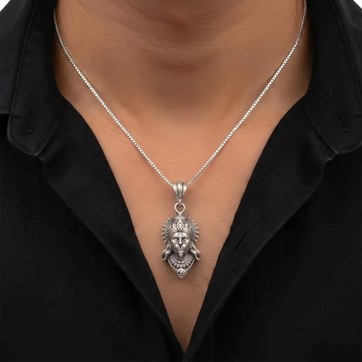 Lord Hanuman Divine Face Pendant - Made With Pure 925 Silver