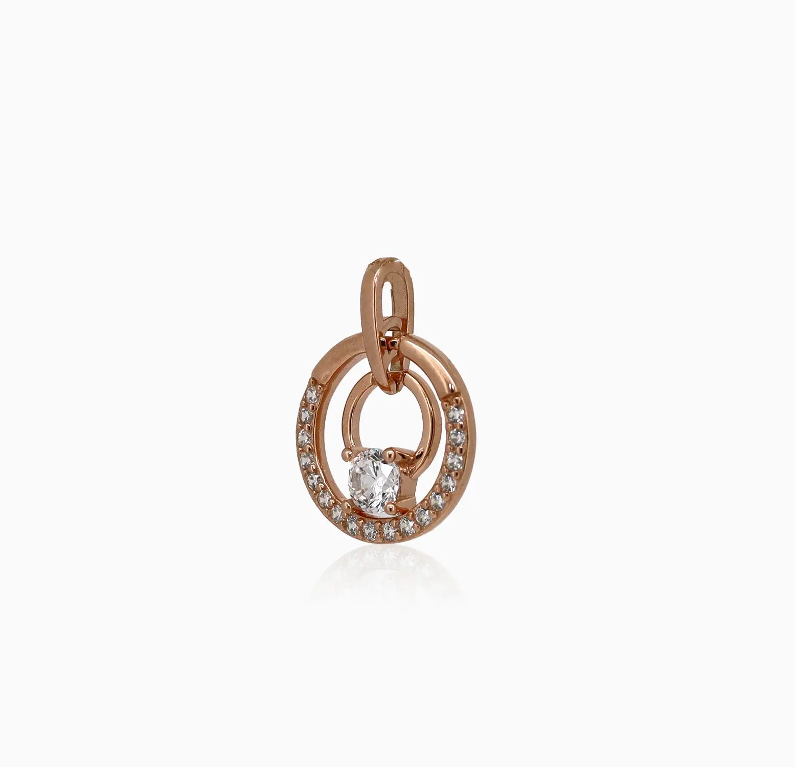 Rose Gold Ruby Circle Silver Pendant - Made With 925 Pure Silver