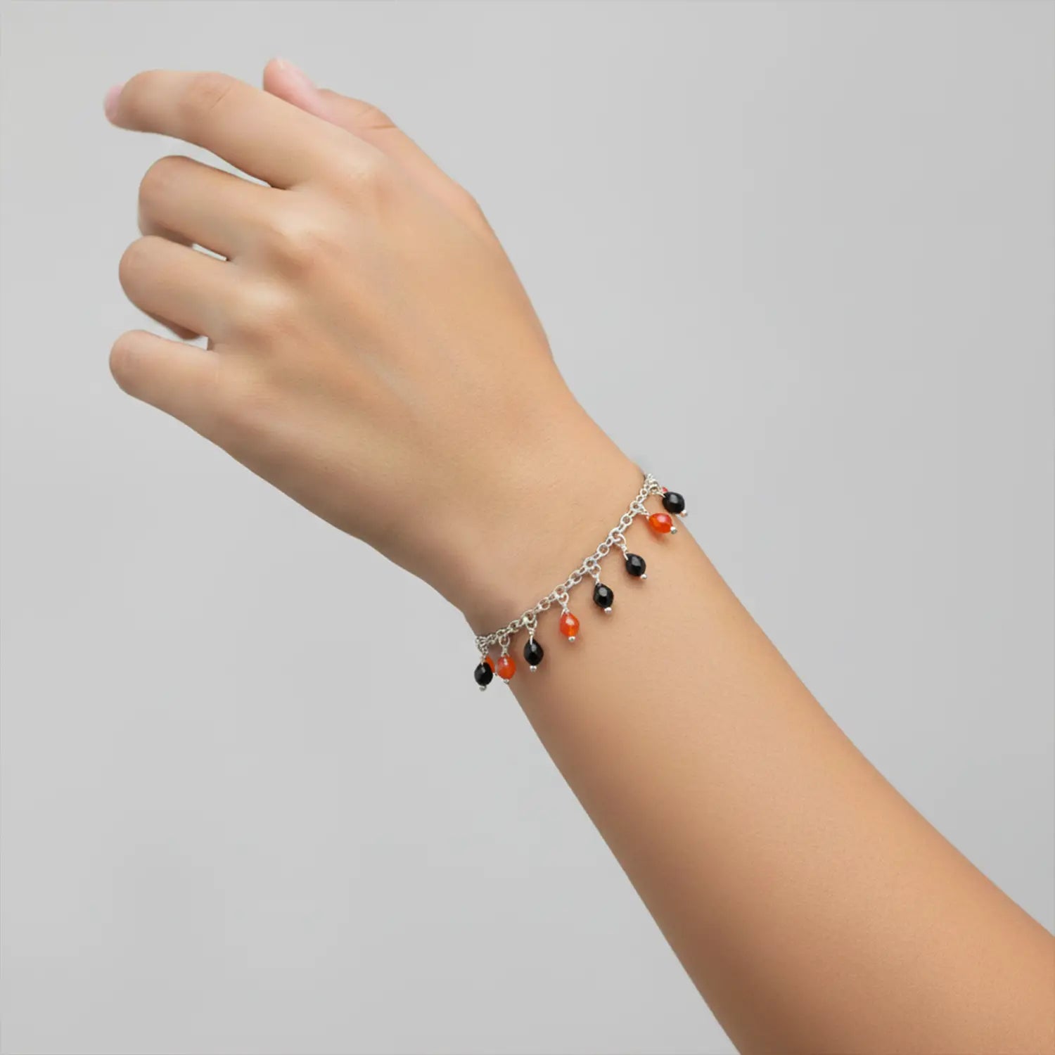 Pure Silver Bracelet with Gemstone Drops- Made With Pure 925 Silver