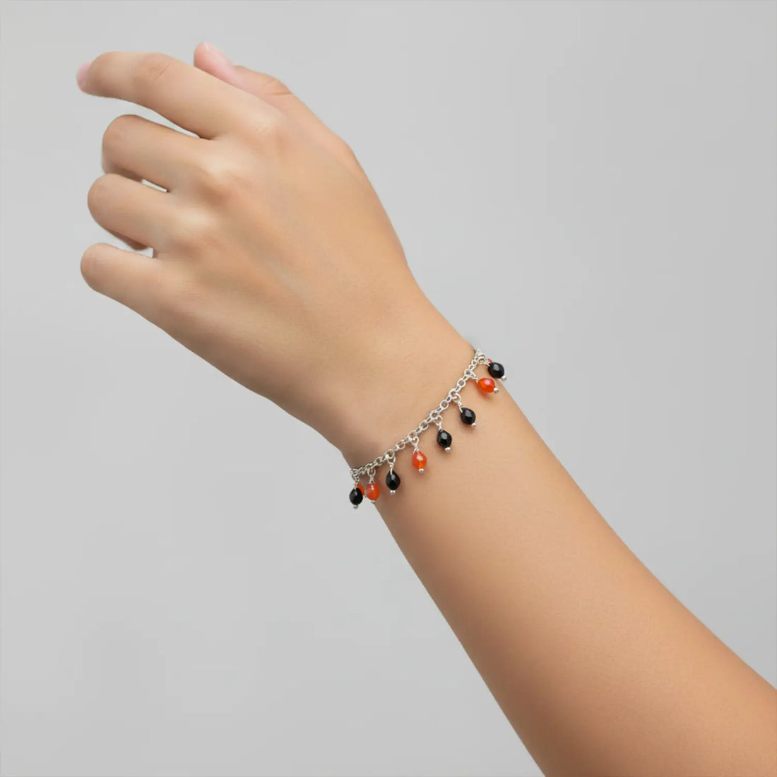 Pure Silver Bracelet with Gemstone Drops- Made With Pure 925 Silver