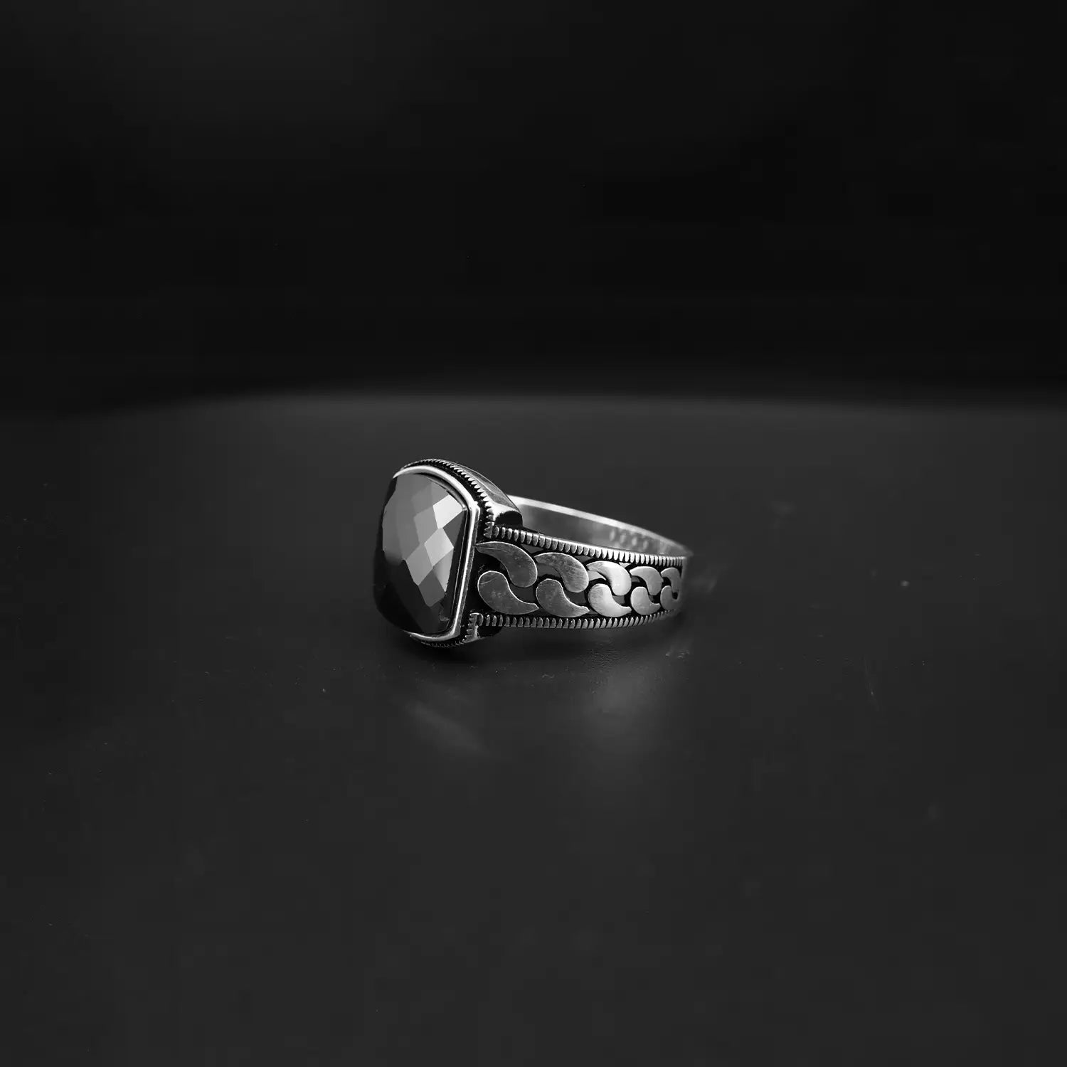 Pure Silver Black Onyx Ring - Made With Pure 925 Silver