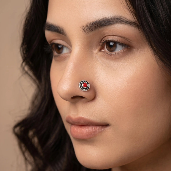 Oxidised Silver Nose Pin - Made With Pure 925 Silver