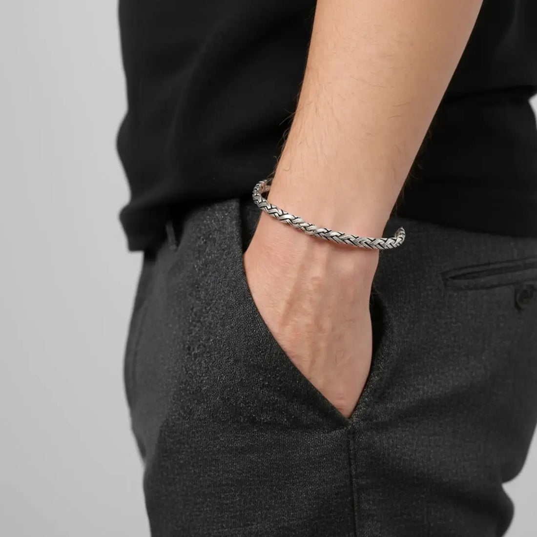 Braided Pure Silver Cuff Bracelet - Made With Pure 925 Silver