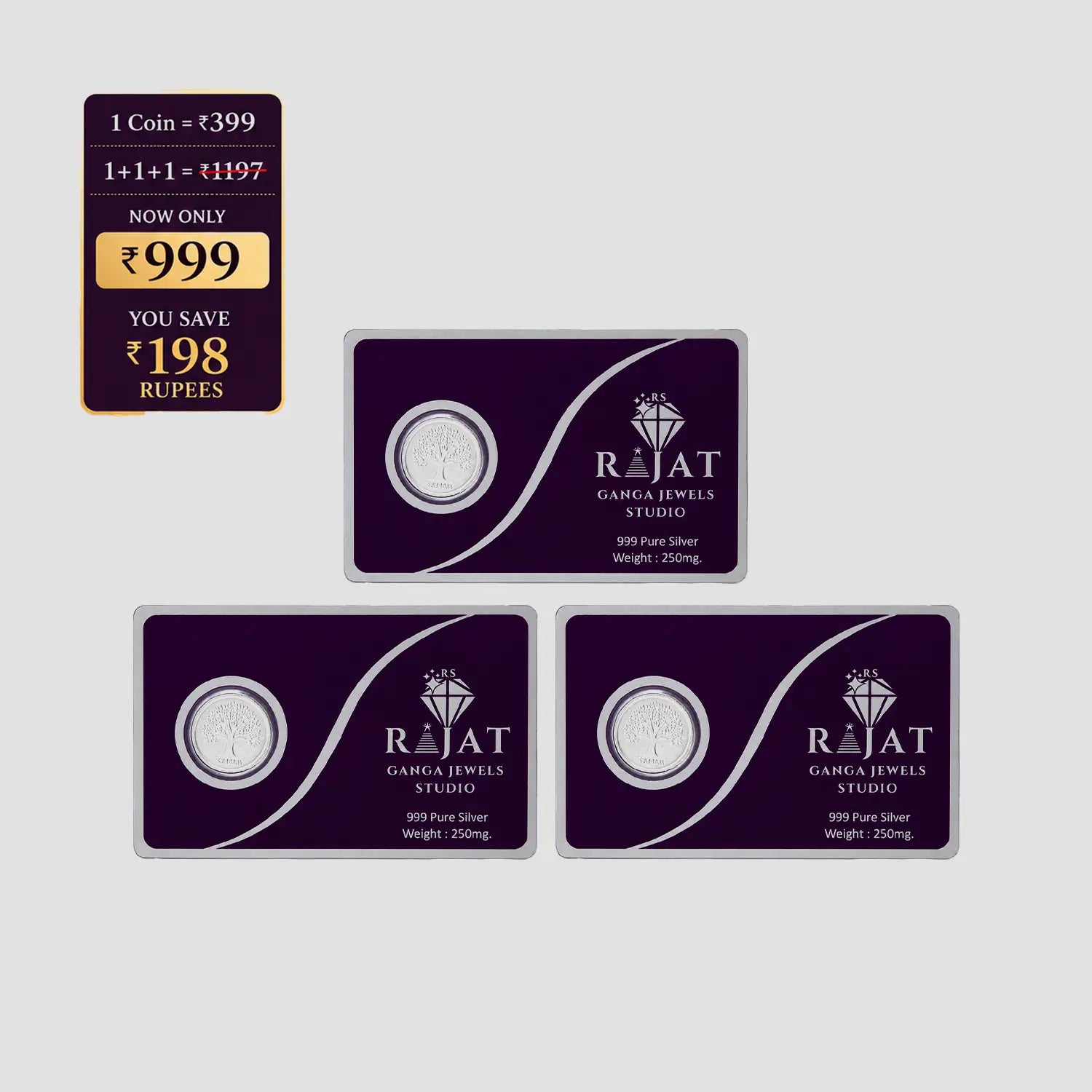 925 Pure Silver Coin Combo Pack (3 × 250mg) – Premium Gift Collection