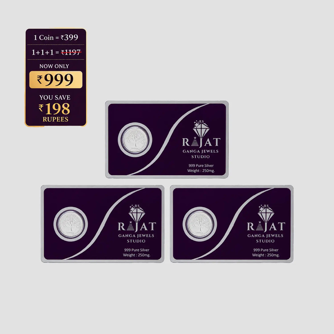 925 Pure Silver Coin Combo Pack (3 × 250mg) – Premium Gift Collection