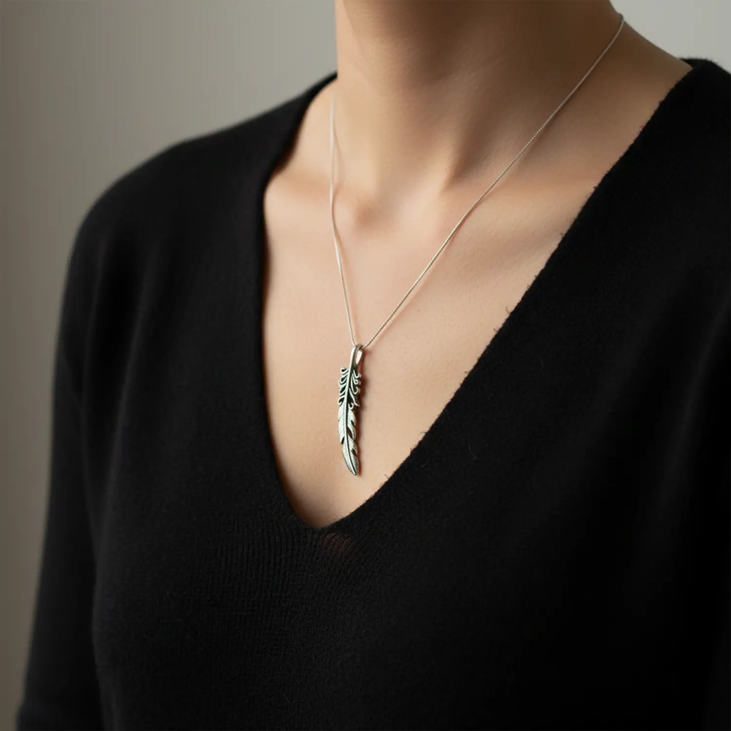Pure Silver Feather Pendant- Made With Pure 925 Silver