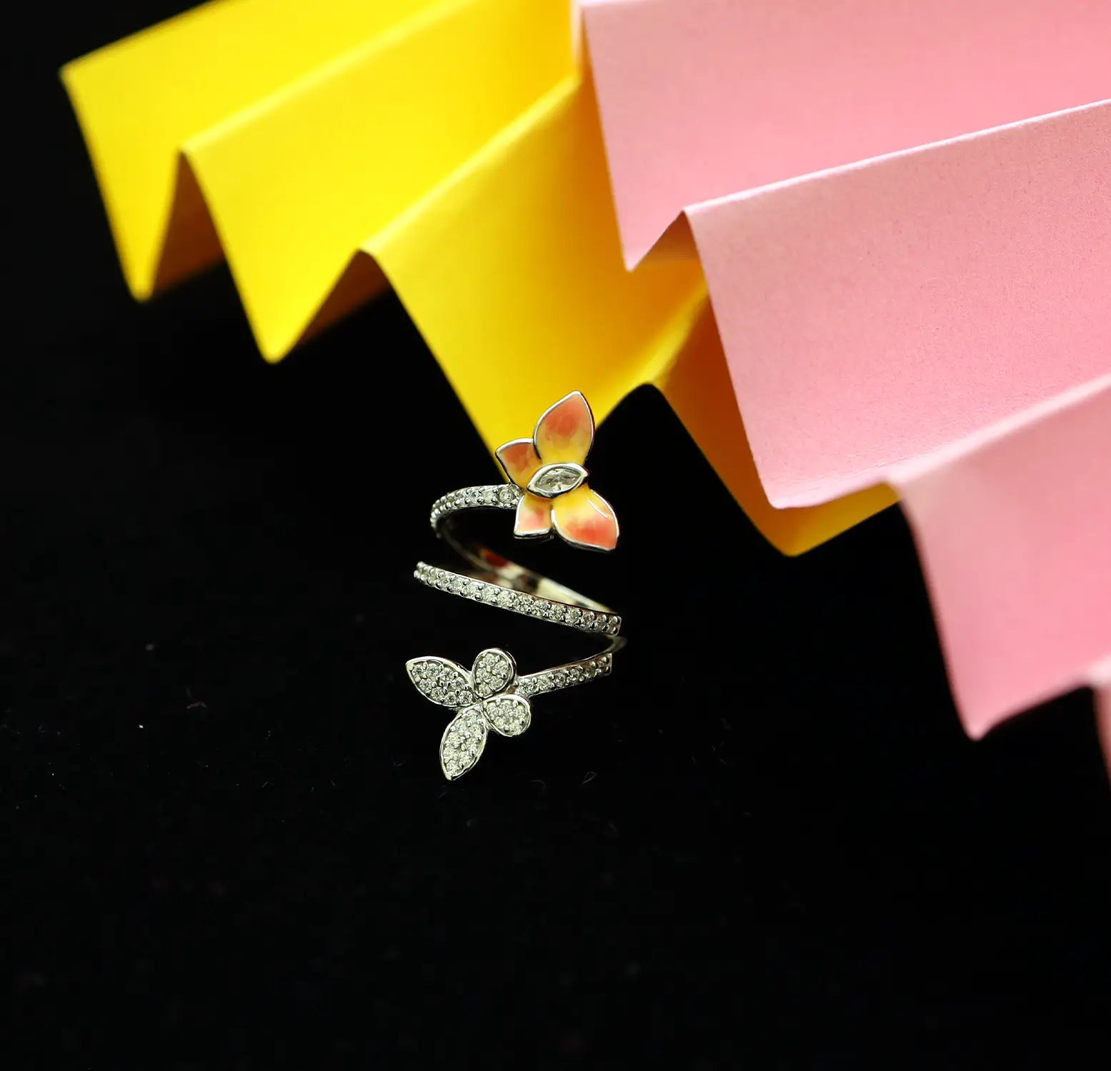 Silver Dual Butterfly Wrap Ring - Made With Pure 925 Silver