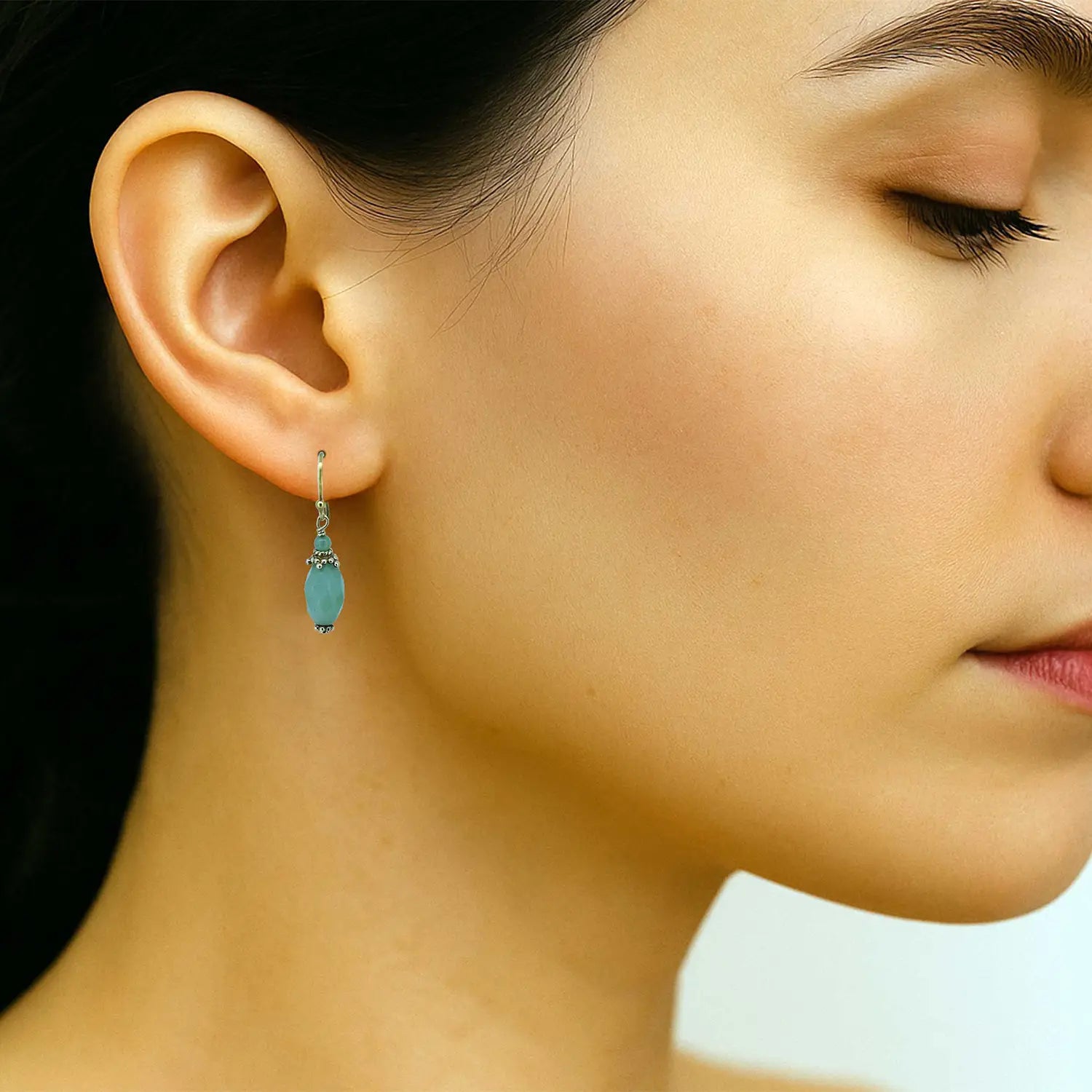 Gold-Plated Sterling Silver Earrings with Green Aventurine Drops- Made With Pure 925 Silver