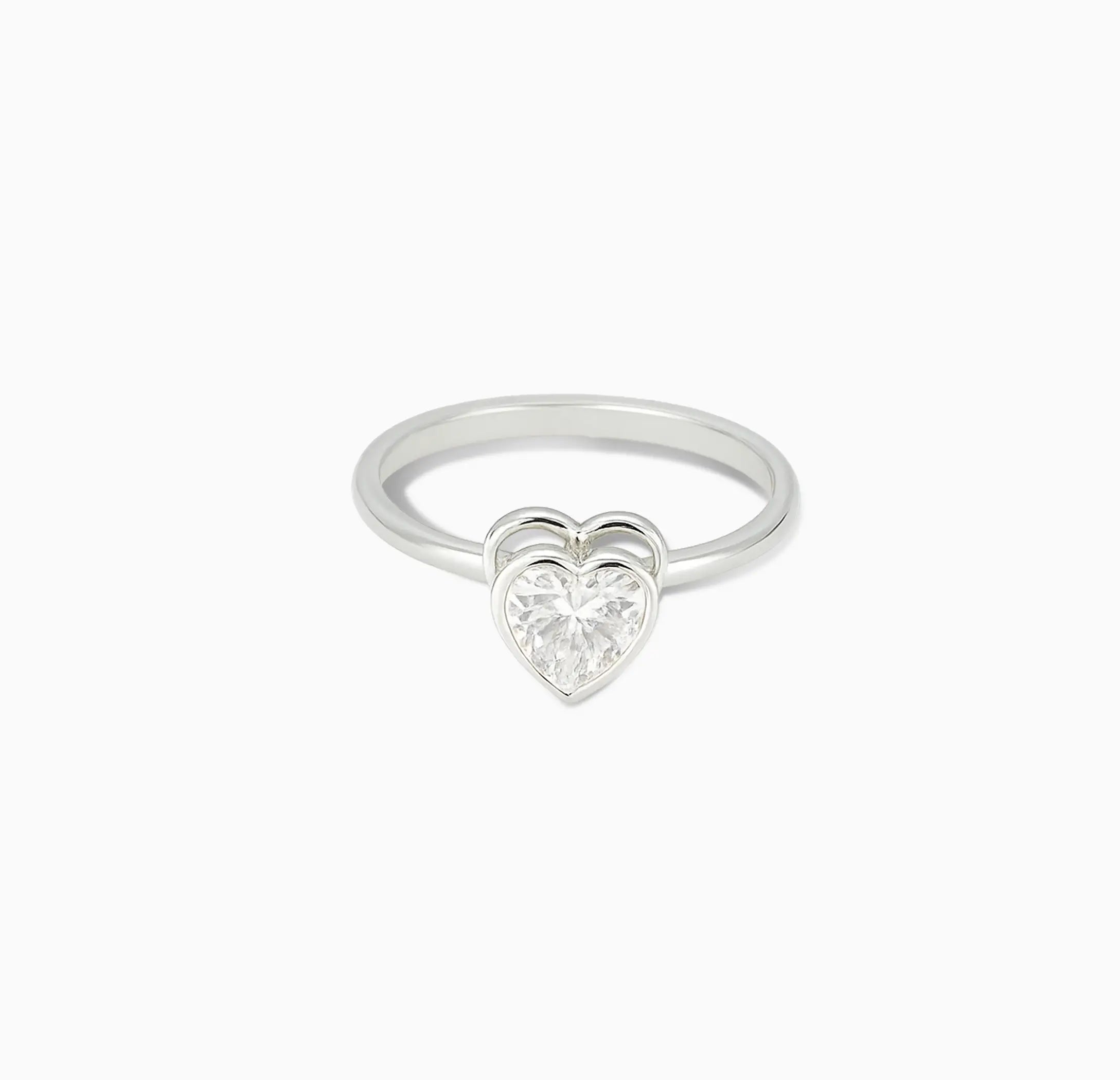 Pure Silver Heart Solitaire Ring - Made With Pure 925 Silver