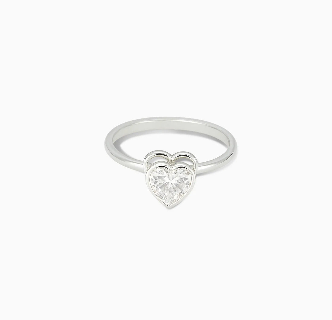 Pure Silver Heart Solitaire Ring - Made With Pure 925 Silver