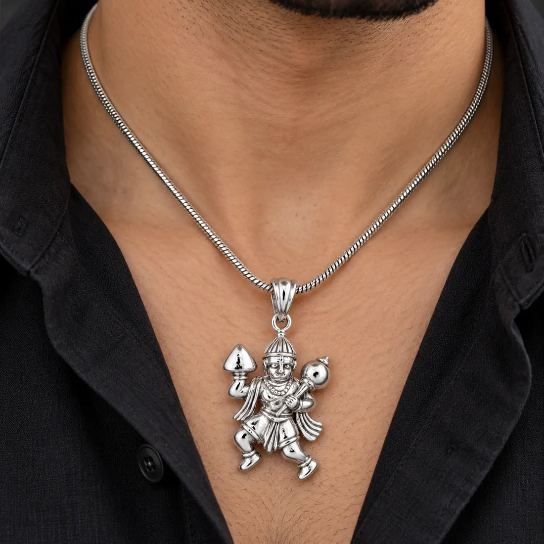 Veer Hanuman Gada 925 Silver Pendant - Made With Pure 925 Silver