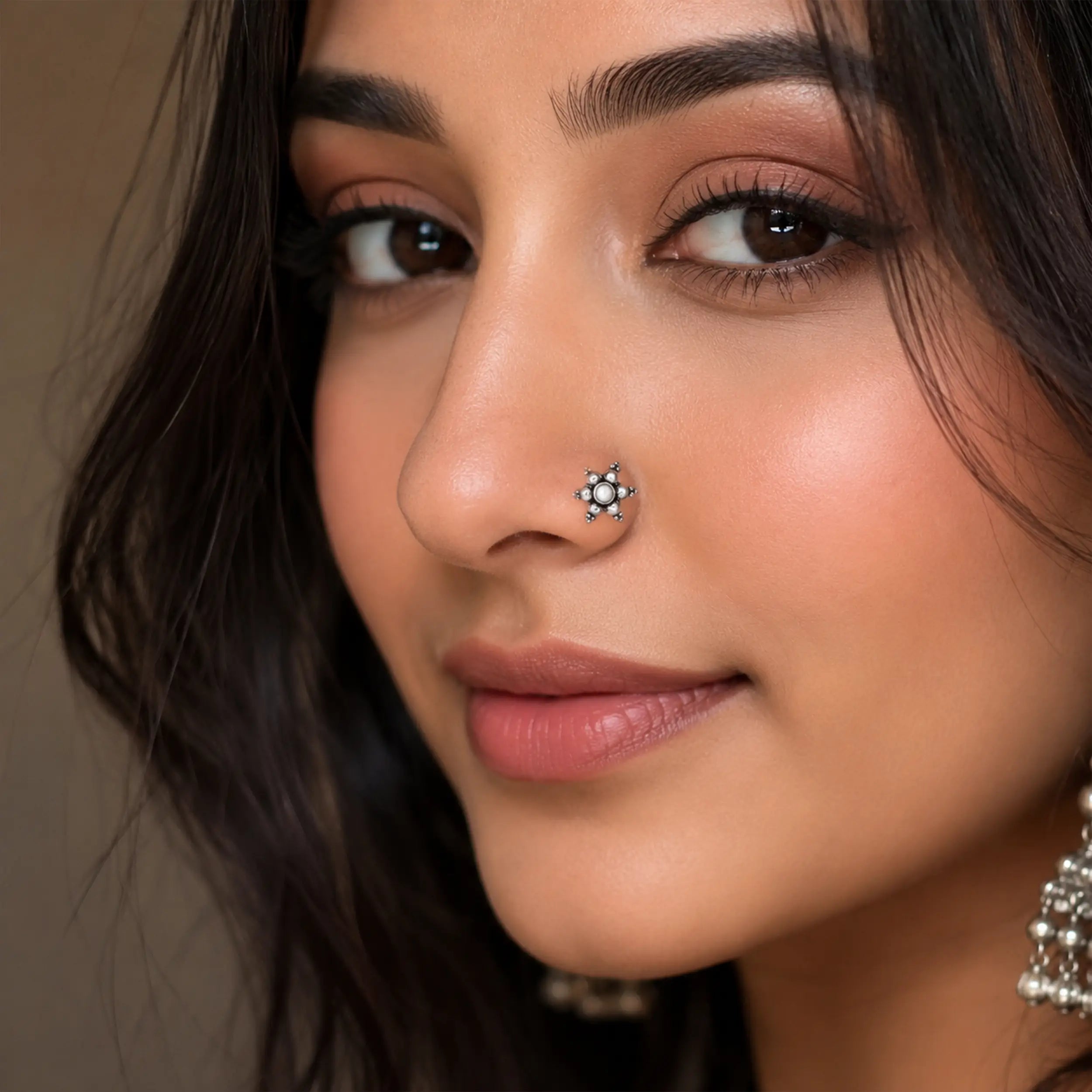 Starburst Oxidized Silver Nose Pin- Made With Pure 925 Silver