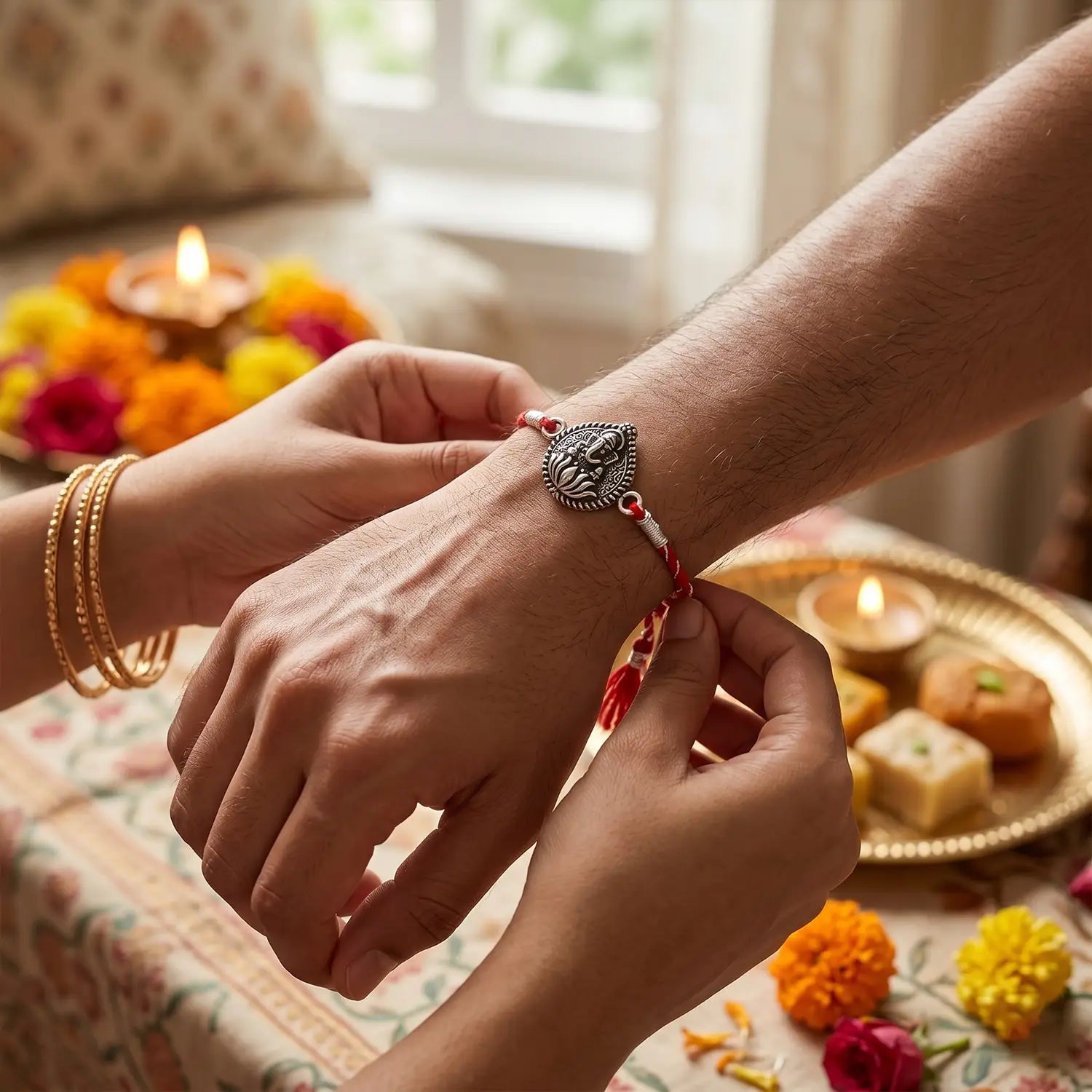 Shree Ganesh Blessing Silver Rakhi - Made With Pure 925 Silver