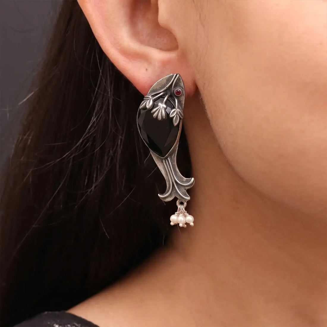 Vintage Black Onyx Sterling Silver Statement Earrings - Made With Pure 925 Silver