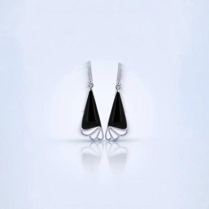 Pure Silver Earrings with Black - Made With Pure 925 Silver
