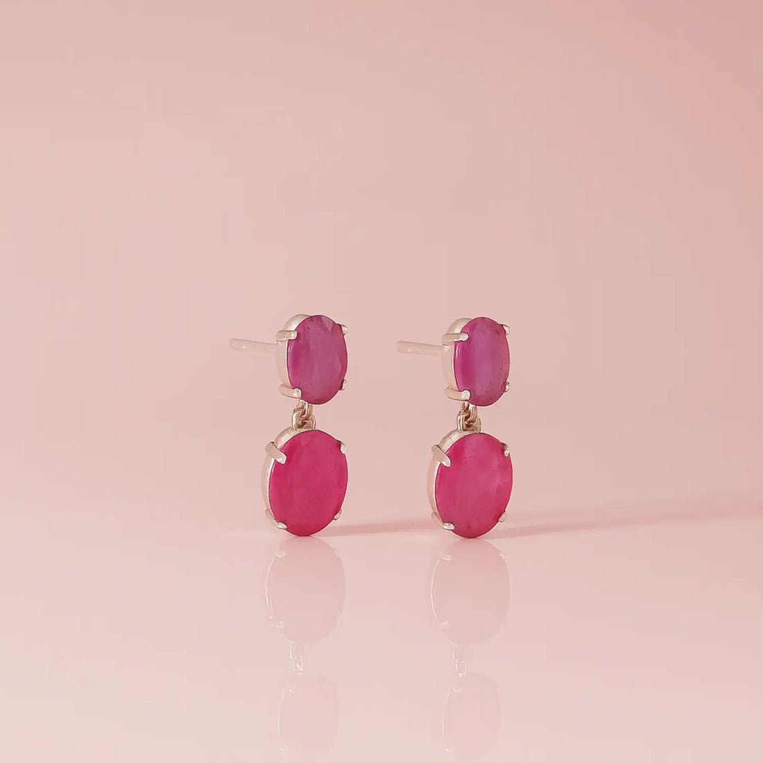Silver Ruby Stone Drop Earrings- Made With Pure 925 Silver