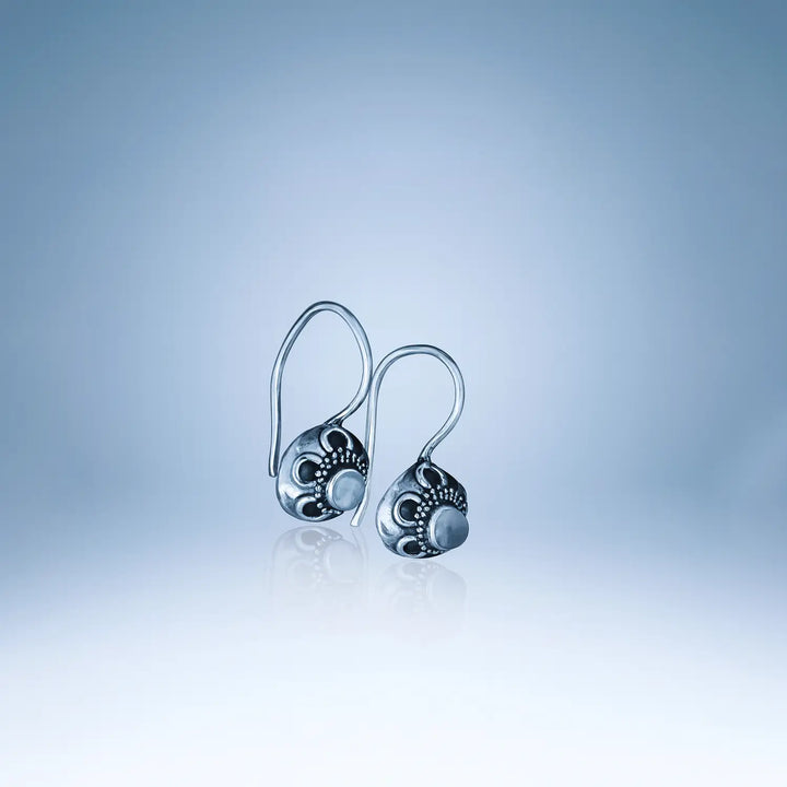 Antique Finish Pure Silver Drop Earrings  - Made With Pure 925 Silver