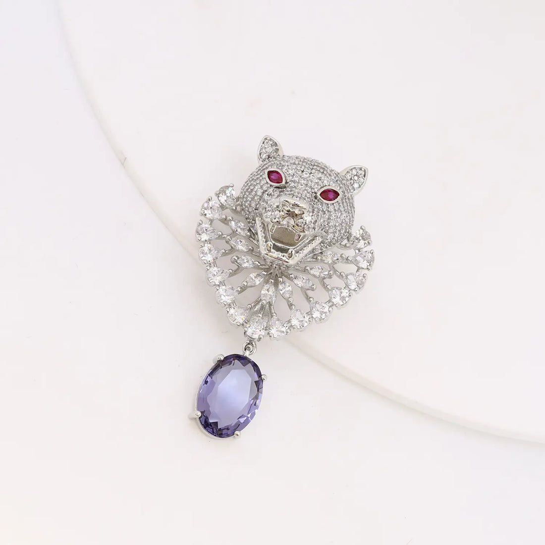 Royal Panther Blue Crystal Silver Brooch - Made With Pure 925 Silver