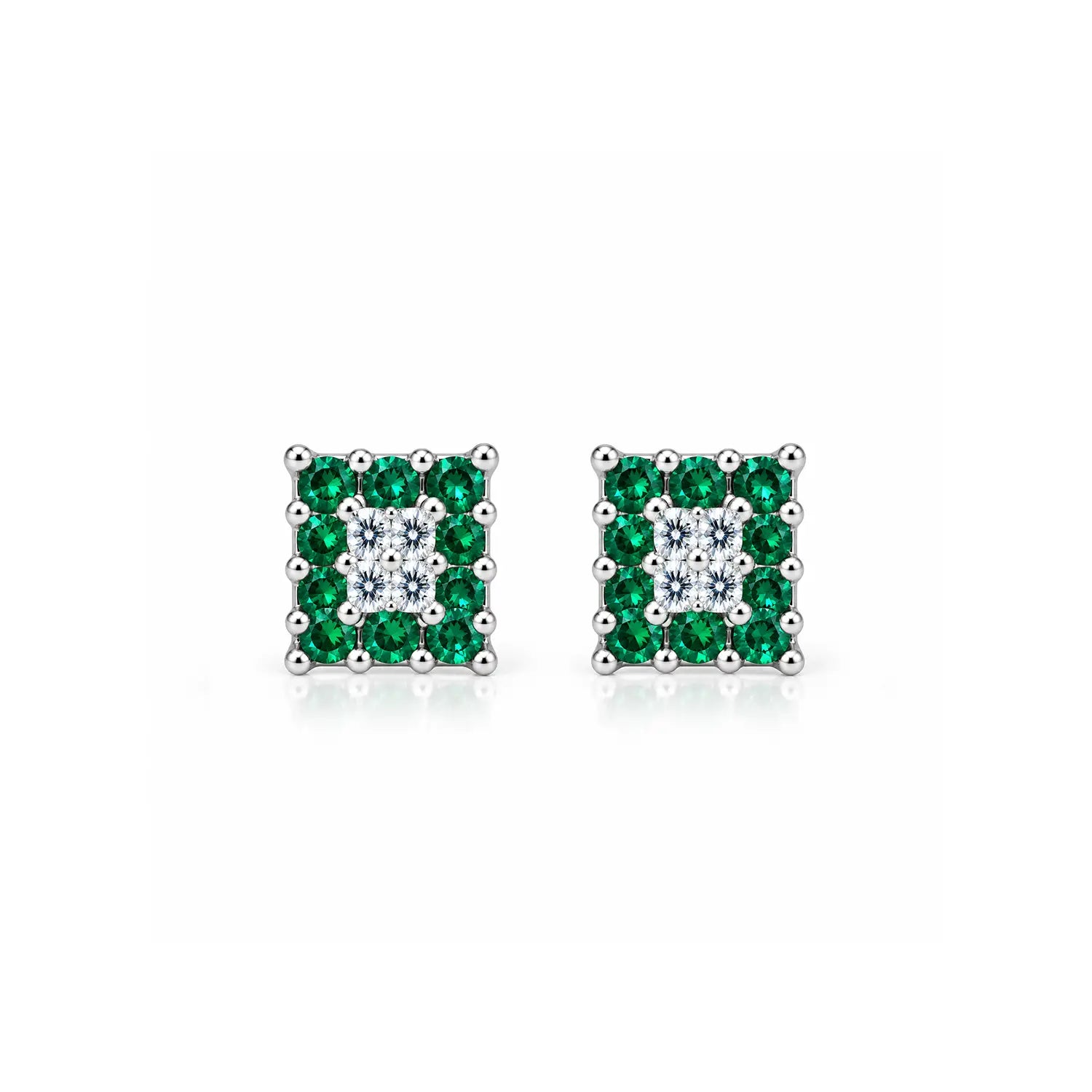 Orange & White Square Gemstone Silver Stud Earrings - Made With Pure 925 Silver