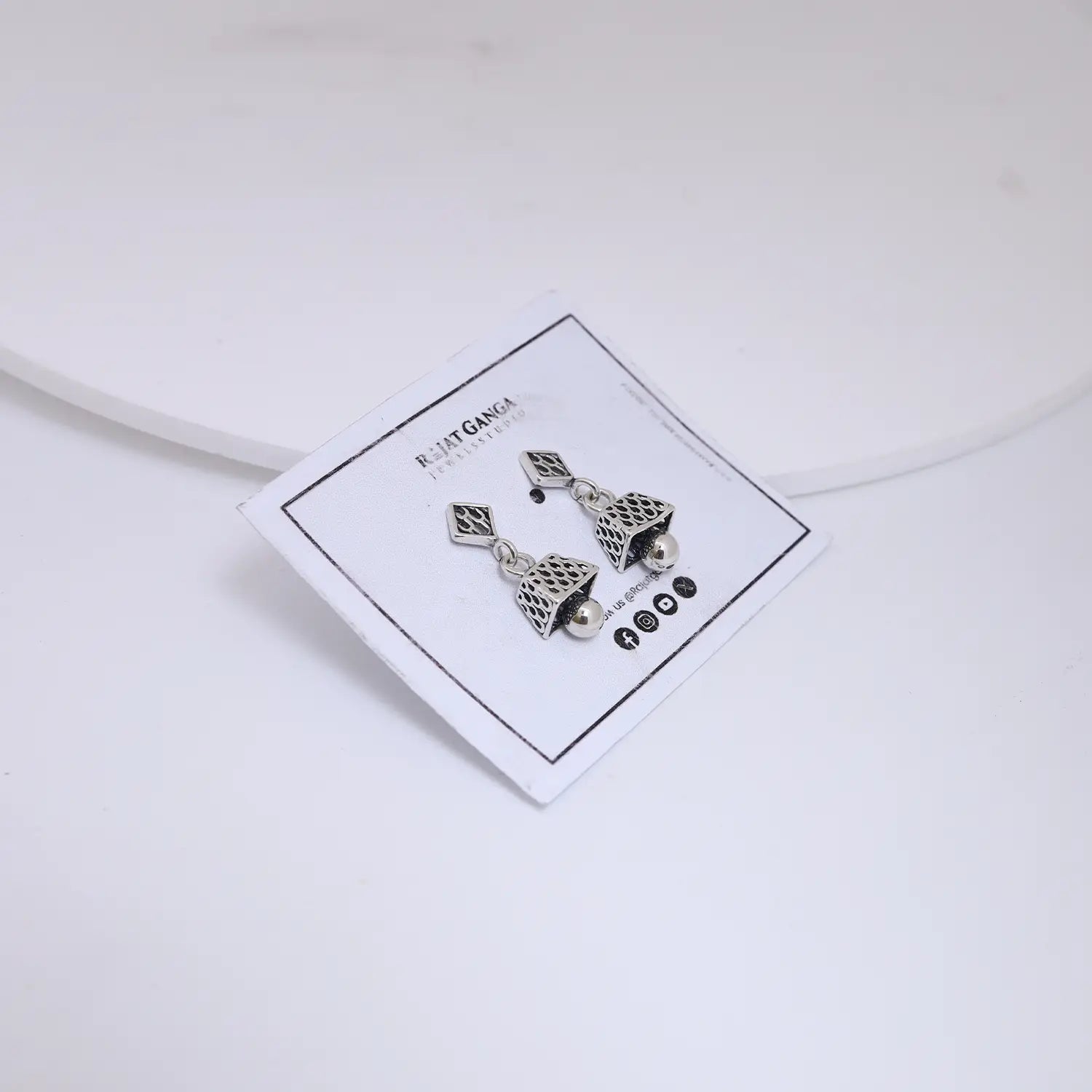 Delicate Lattice Pure Silver Jhumki Earrings- Made With Pure 925 Silver