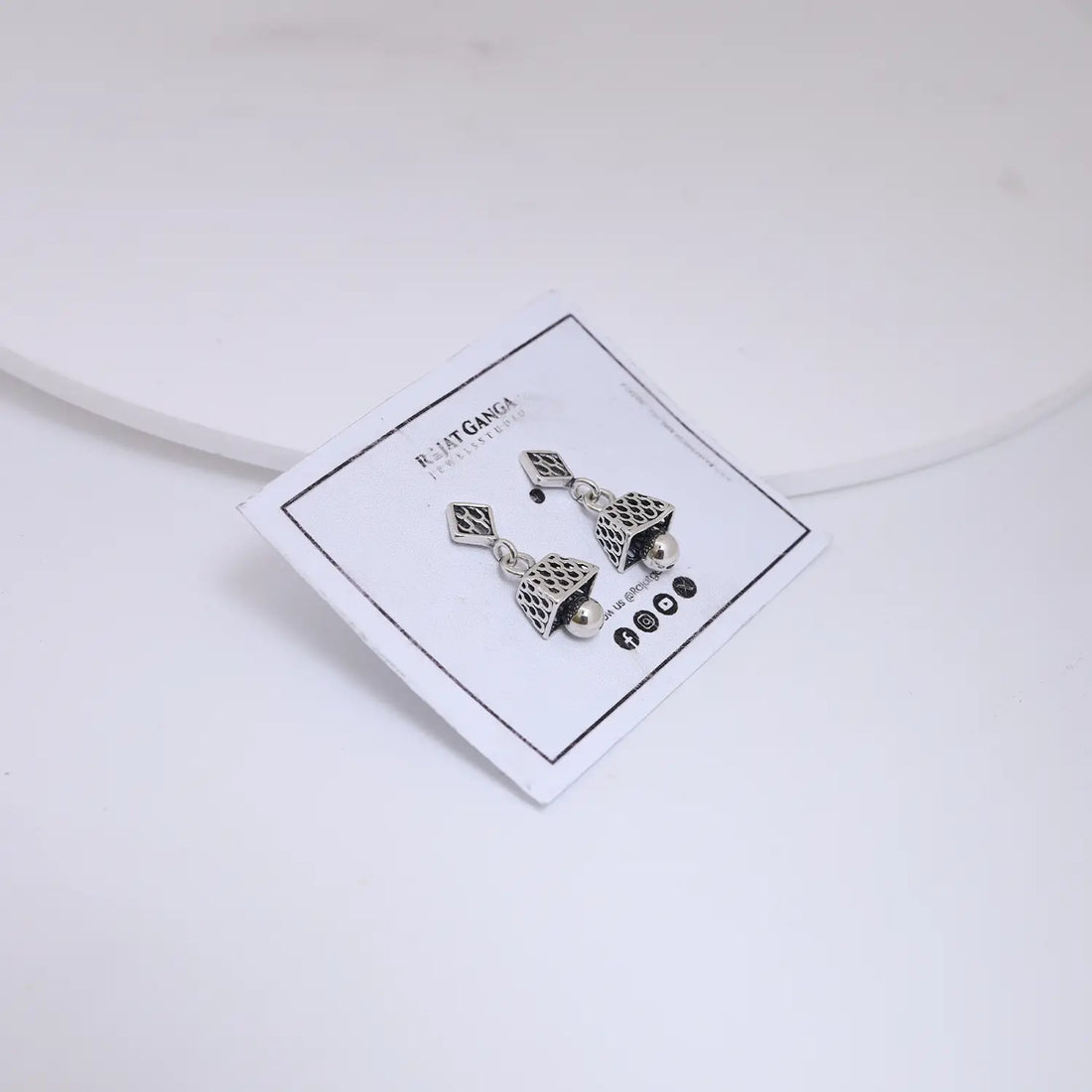 Delicate Lattice Pure Silver Jhumki Earrings- Made With Pure 925 Silver