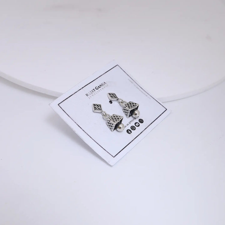 Delicate Lattice Pure Silver Jhumki Earrings- Made With Pure 925 Silver