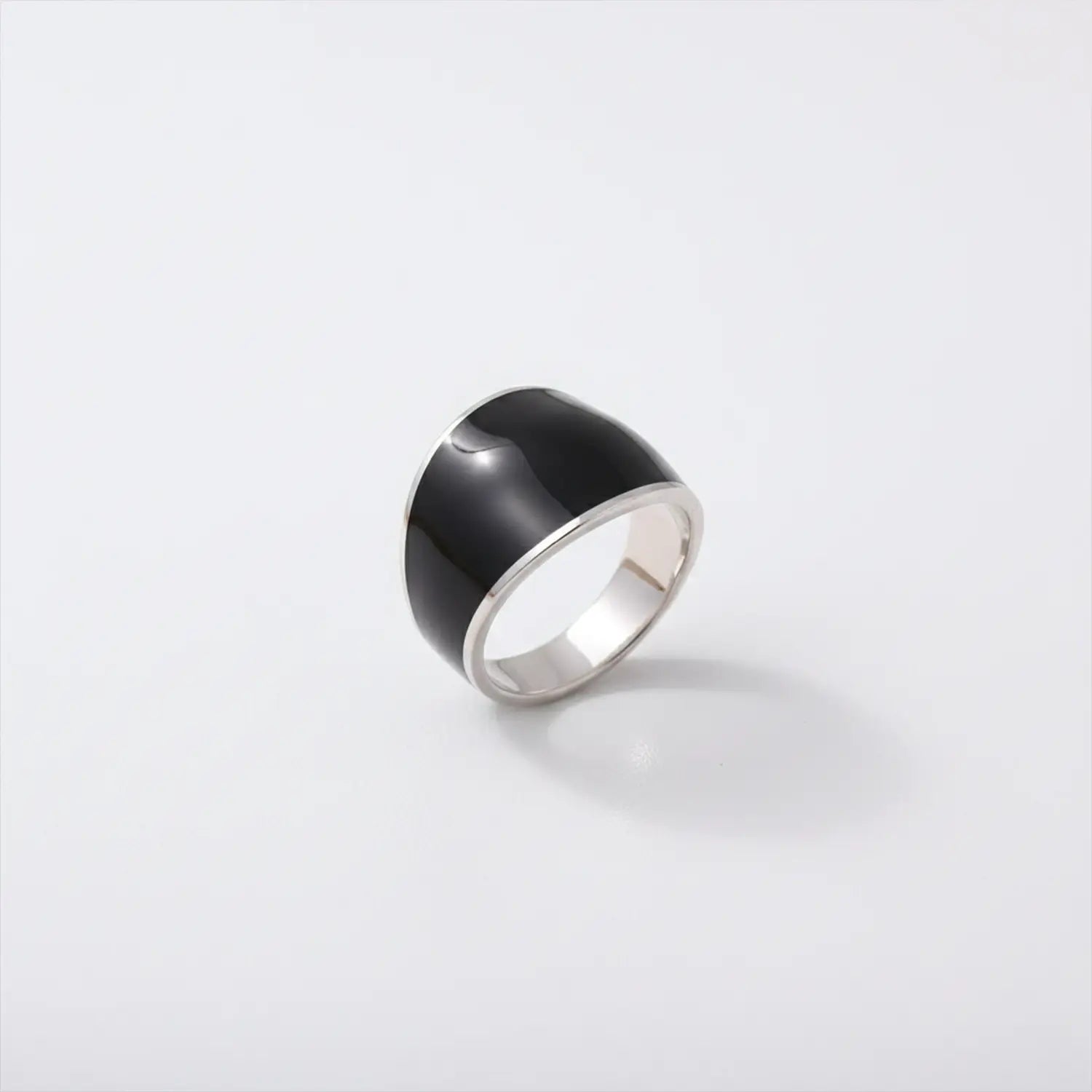 Obsidian Curve  Silver Band Ring - Made With Pure 925 Silver